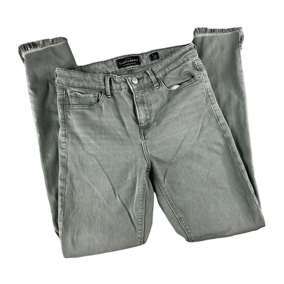 Lucky Brand Ava Skinny Mid Rise Sage Green Raw Hem Ankle Jeans - Picture 1 of 11